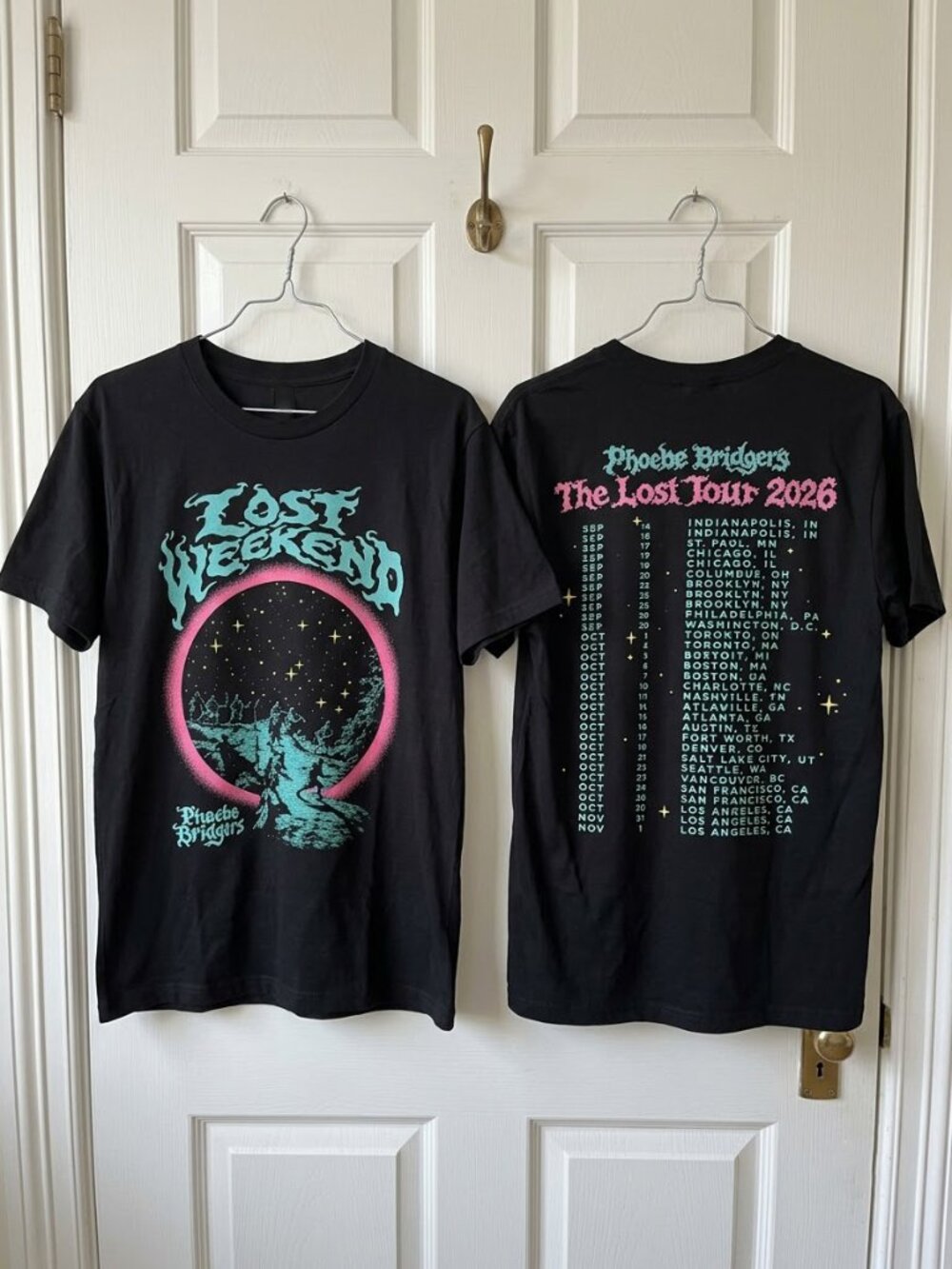 Phoebe Bridgers Merch The Lost Tour 2026 Lost Weekend Tour T-Shirt Reprint
